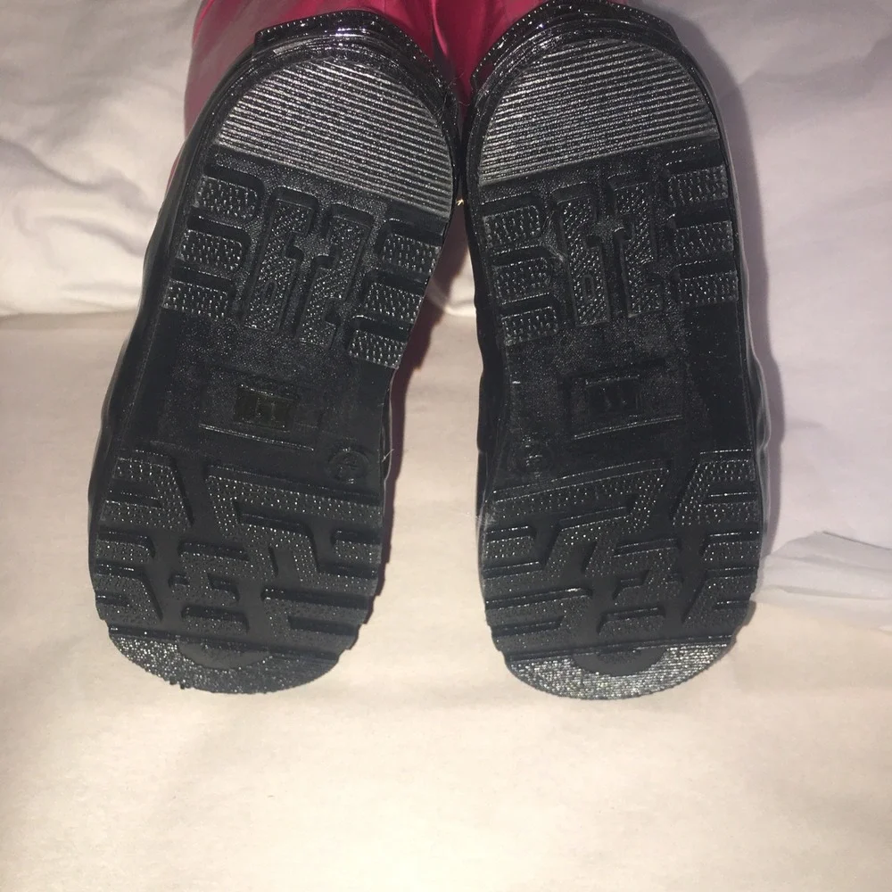 Girls Hot Pink Mary Jane Rubber Rain Boots Corkys size 11